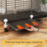46''Rolling Bird Cage Large Wrought Iron Cage for Cockatiel Sun Conure Parakeet Finch Budgie Lovebird Canary Medium Pet House with Top Storage Area - Image 7