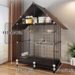 46''Rolling Bird Cage Large Wrought Iron Cage for Cockatiel Sun Conure Parakeet Finch Budgie Lovebird Canary Medium Pet House with Top Storage Area - Image 8