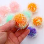 Cat Ball Toy Pom Pom Sparkle Fuzzy Balls 2 Inches Interactive Cat Toy 12 Pack - Image 3