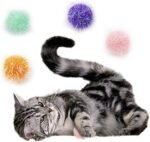 Cat Ball Toy Pom Pom Sparkle Fuzzy Balls 2 Inches Interactive Cat Toy 12 Pack - Image 4