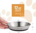 Cat Bowls, 2 Pcs Stainless Steel Cat Bowls for Food and Water, Whisker Fatigue Shallow Non-Slip Dishes Plates for Small Dog Puppies Cats - Image 3