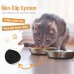 Cat Bowls, 2 Pcs Stainless Steel Cat Bowls for Food and Water, Whisker Fatigue Shallow Non-Slip Dishes Plates for Small Dog Puppies Cats - Image 5