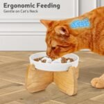 Slow Feeder Cat Bowl Raised with Stand, 16 cm Wide Elevated Ceramic Shallow Slow Eating Pet Bowl for Dry/Wet Food, Anti-Vomiting Cat Puzzle Feeder, Whisker Friendly, Dishwasher Safe (White) - Image 6