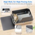 Stainless Steel Cat Litter Box with Lid, XL Litter Box for Big Cats, High Sided Metal Pan, Anti Leakage,Odor-Free & Easy Cleaning,Included Scoop &Trash Bag*2 & Mat & Sticker (Grey) - Image 7
