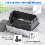 Stainless Steel Cat Litter Box with Lid, XL Litter Box for Big Cats, High Sided Metal Pan, Anti Leakage,Odor-Free & Easy Cleaning,Included Scoop &Trash Bag*2 & Mat & Sticker (Grey) - Image 8