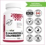 PlantVital D-Mannose Capsules - Made in Canada - 1000mg Daily Dose (2 Capsules) - Cranberry Pills for UTI Support & Bladder Health – DMannose and Cranberry Supplement - 120 Count, 2-Month Supply - Image 3