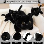 SQEQE Weighted Black Cat Plush, Soft Weighted Stuffed Animals Pillow, Cute Plushie Toy for Kids Adults (9.8 Inch/0.8 Lbs) - Image 3