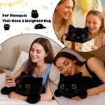 SQEQE Weighted Black Cat Plush, Soft Weighted Stuffed Animals Pillow, Cute Plushie Toy for Kids Adults (9.8 Inch/0.8 Lbs) - Image 6