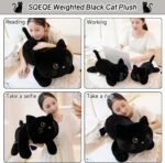 SQEQE Weighted Black Cat Plush, Soft Weighted Stuffed Animals Pillow, Cute Plushie Toy for Kids Adults (9.8 Inch/0.8 Lbs) - Image 9