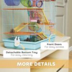PawHut 18.5" Hamster Cage, 5 Tiers Small Animal House with Tunnel Tube System, Exercise Wheel, Water Bottle, Food Dish, Ramp, Light Blue - Image 6