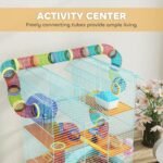 PawHut 18.5" Hamster Cage, 5 Tiers Small Animal House with Tunnel Tube System, Exercise Wheel, Water Bottle, Food Dish, Ramp, Light Blue - Image 7