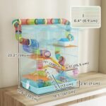 PawHut 18.5" Hamster Cage, 5 Tiers Small Animal House with Tunnel Tube System, Exercise Wheel, Water Bottle, Food Dish, Ramp, Light Blue - Image 8