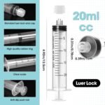 10 Pack 20ml Luer Lock Syringe with Cap and Soft Plastic Tube, Individually Wrapped, Suitable for Pet Feeding, Liquids Measuring Ink Dispensing - Image 3