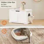 Unipaws Cat Litter Box Cover Enclosure, Cat Washroom Storage Bench, Indoor Cat House, Sturdy Wooden Structure, Spacious Storage, Easy Assembly, Fit Most of Litter Box, White - Image 3