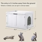 Unipaws Cat Litter Box Cover Enclosure, Cat Washroom Storage Bench, Indoor Cat House, Sturdy Wooden Structure, Spacious Storage, Easy Assembly, Fit Most of Litter Box, White - Image 7