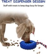 Dog Chew Toy with Rubber Tire & Tug of War Rope for Medium Large Dogs Aggressive Chewers, Interactive Fetch Play Treat Dispenser Pull Toys - Image 5
