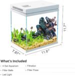 Fish Tank, Nano Glass Aquarium, Upgrade Filter System and LED Light, for Freshwater & Marine, Filter Balls Included (4 Gal) - Image 6