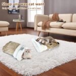 Fioqiog Brown Cat Winter Sleeping Bag (Large Size: 58×42cm), Cozy Cat Bed Cave, Soft and Comfortable Cat Beds for Pets and Small Dogs, Easy Access Self Warming & Heating Bags 360°Wrap - Image 7