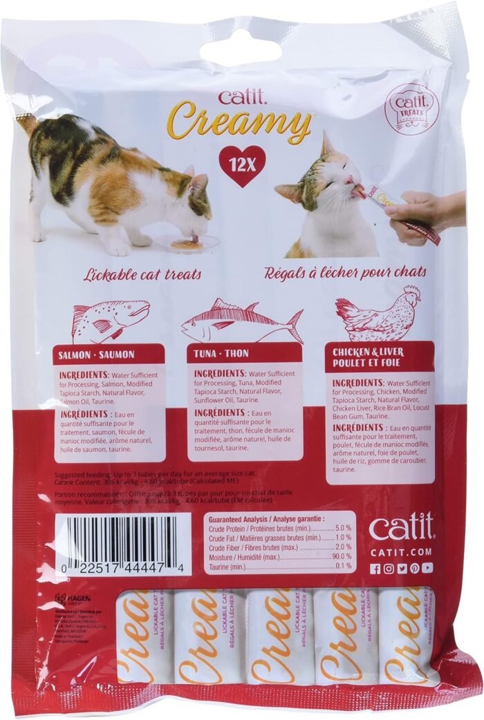 Catit Creamy Cat Treats Lickable, Assortment, 96 Tubes, Hand-Fed ...