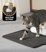 Conlun Cat Litter Mat Trapper, 58x40cm Honeycomb Double Layer Tapis Litiere Chat, Waterproof, Urine Proof Litter Box Mat, Washable No Slip Cat Matt for Waste Catcher, Black - Image 4