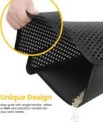 Conlun Cat Litter Mat Trapper, 58x40cm Honeycomb Double Layer Tapis Litiere Chat, Waterproof, Urine Proof Litter Box Mat, Washable No Slip Cat Matt for Waste Catcher, Black - Image 7