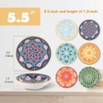 Ceramic Cat Bowls Set of 6 - Colorful Cute Shallow Cat Dishes - 5.75-Inch, Whisker Friendly and Wide - Microwave & Dishwasher Safe - 8.5 oz (250 ml) - Image 3