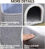 Large Cat House Indoor, Lavish Cat Cave Bed for Big Cats, Collapsible Hideaway with Scratching Area, Enclosed Cat Bed for Indoor Cats (Extended Gray, Large Size) - Image 4