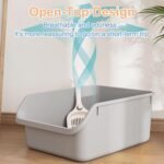 Kitten Cat Litter Box with High Sides Anti-Splashing for Indoor Cats Low Entry Kitty Litter Boxes (Grey) - Image 6