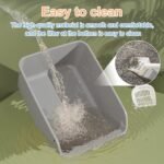 Kitten Cat Litter Box with High Sides Anti-Splashing for Indoor Cats Low Entry Kitty Litter Boxes (Grey) - Image 7