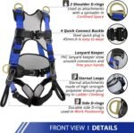 TRSMIMA Safety Harness Fall Protection - Upgrade 4 Quick Release Buckle Construction Full Body Harness with 6 Point Adjustment Dorsal D-ring - Image 3