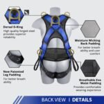 TRSMIMA Safety Harness Fall Protection - Upgrade 4 Quick Release Buckle Construction Full Body Harness with 6 Point Adjustment Dorsal D-ring - Image 4
