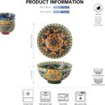 Henten Home Ceramic Small Snack Bowls Set of 6, Bohemia 6.5 oz Dessert Bowls Set, Porcelain Bowls for Pudding, Dipping, Ice Cream, Sauce, Decorative, Microwave & Dishwasher Safe - Image 3