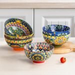 Henten Home Ceramic Small Snack Bowls Set of 6, Bohemia 6.5 oz Dessert Bowls Set, Porcelain Bowls for Pudding, Dipping, Ice Cream, Sauce, Decorative, Microwave & Dishwasher Safe - Image 4