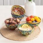 Henten Home Ceramic Small Snack Bowls Set of 6, Bohemia 6.5 oz Dessert Bowls Set, Porcelain Bowls for Pudding, Dipping, Ice Cream, Sauce, Decorative, Microwave & Dishwasher Safe - Image 7