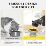 S&Q's CERAMICS Raised Slow Feeder Cat Bowl, Ceramic Elevated Cat Food Bowl Small Dogs Slow Feeder Bowl, Flower Shaped Slow Feeder for Dry and Wet Food (Yellow, 5.8") - Image 6