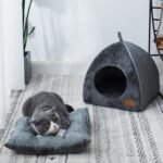 Pet Cave Bed - Warm Cat Bed for Indoor Cats - Pet Tent Cave Igloo Bed for Cats/Small Dogs - Pet Dog Cat Cave Bed - Kitten Bed Cat Tent Cat Bed House with Removable Washable Cushion - Image 3