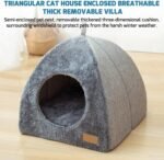 Pet Cave Bed - Warm Cat Bed for Indoor Cats - Pet Tent Cave Igloo Bed for Cats/Small Dogs - Pet Dog Cat Cave Bed - Kitten Bed Cat Tent Cat Bed House with Removable Washable Cushion - Image 4