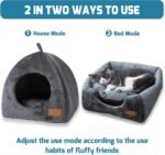 Pet Cave Bed - Warm Cat Bed for Indoor Cats - Pet Tent Cave Igloo Bed for Cats/Small Dogs - Pet Dog Cat Cave Bed - Kitten Bed Cat Tent Cat Bed House with Removable Washable Cushion - Image 5