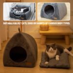 Pet Cave Bed - Warm Cat Bed for Indoor Cats - Pet Tent Cave Igloo Bed for Cats/Small Dogs - Pet Dog Cat Cave Bed - Kitten Bed Cat Tent Cat Bed House with Removable Washable Cushion - Image 6