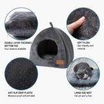 Pet Cave Bed - Warm Cat Bed for Indoor Cats - Pet Tent Cave Igloo Bed for Cats/Small Dogs - Pet Dog Cat Cave Bed - Kitten Bed Cat Tent Cat Bed House with Removable Washable Cushion - Image 7