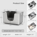 Stainless Steel Cat Litter Box 11.8” High Sides, Large Metal Litter Box with Low Entry for Big Cats, Leak-Proof Pet Toilet Kitty Litter Pan with Wheels for Mobility, Easy to Clean & Non-Stick - Image 3