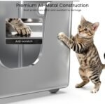 Stainless Steel Cat Litter Box 11.8” High Sides, Large Metal Litter Box with Low Entry for Big Cats, Leak-Proof Pet Toilet Kitty Litter Pan with Wheels for Mobility, Easy to Clean & Non-Stick - Image 6