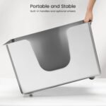 Stainless Steel Cat Litter Box 11.8” High Sides, Large Metal Litter Box with Low Entry for Big Cats, Leak-Proof Pet Toilet Kitty Litter Pan with Wheels for Mobility, Easy to Clean & Non-Stick - Image 8