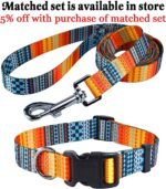 Dog Collar with Bohemia Floral Tribal Geometric Patterns - Soft Ethnic Style Collar Adjustable for Small Medium Large Dogs(Bohemian Orange,S) - Image 8