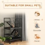 PawHut 50"H 5-Tier Chinchilla Ferret Guinea Pig Cat Cage, Metal Deluxe Animal Critter Nation Cage for Kitten Rabbit, Small Pet House w/ Hammock Platform, Ramp, Tray, Charcoal Grey - Image 4