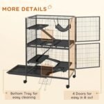 PawHut 50"H 5-Tier Chinchilla Ferret Guinea Pig Cat Cage, Metal Deluxe Animal Critter Nation Cage for Kitten Rabbit, Small Pet House w/ Hammock Platform, Ramp, Tray, Charcoal Grey - Image 8