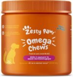 Zesty Paws Omega 3 for Dogs Soft Chews - Fish Oil for Dogs with Omega 3 for Skin Health - Skin & Coat Supplement with Vitamin E & Vitamin C Antioxidants -Chicken Flavour - 90 Count - Image 8