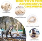 Fida Dog Rope Toys for Aggressive Chewers,Large Dog Toy Designed for Tug of War, Tough Dog Rope Toy Indestructible Made of Undyed Natural Cotton, 29" Large Dog Toys with 3 Big Knots and a Handle - Image 5
