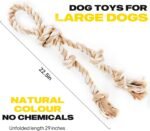 Fida Dog Rope Toys for Aggressive Chewers,Large Dog Toy Designed for Tug of War, Tough Dog Rope Toy Indestructible Made of Undyed Natural Cotton, 29" Large Dog Toys with 3 Big Knots and a Handle - Image 6