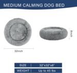 Calming Dog Bed, Anti-Anxiety Pet Bed Fluffy Faux Fur Donut Cat Bed, Washable and Self-Warming Dog Bed with Slip-Resistant Bottom for Medium Dogs and Cats Up to 45 lbs - Image 3